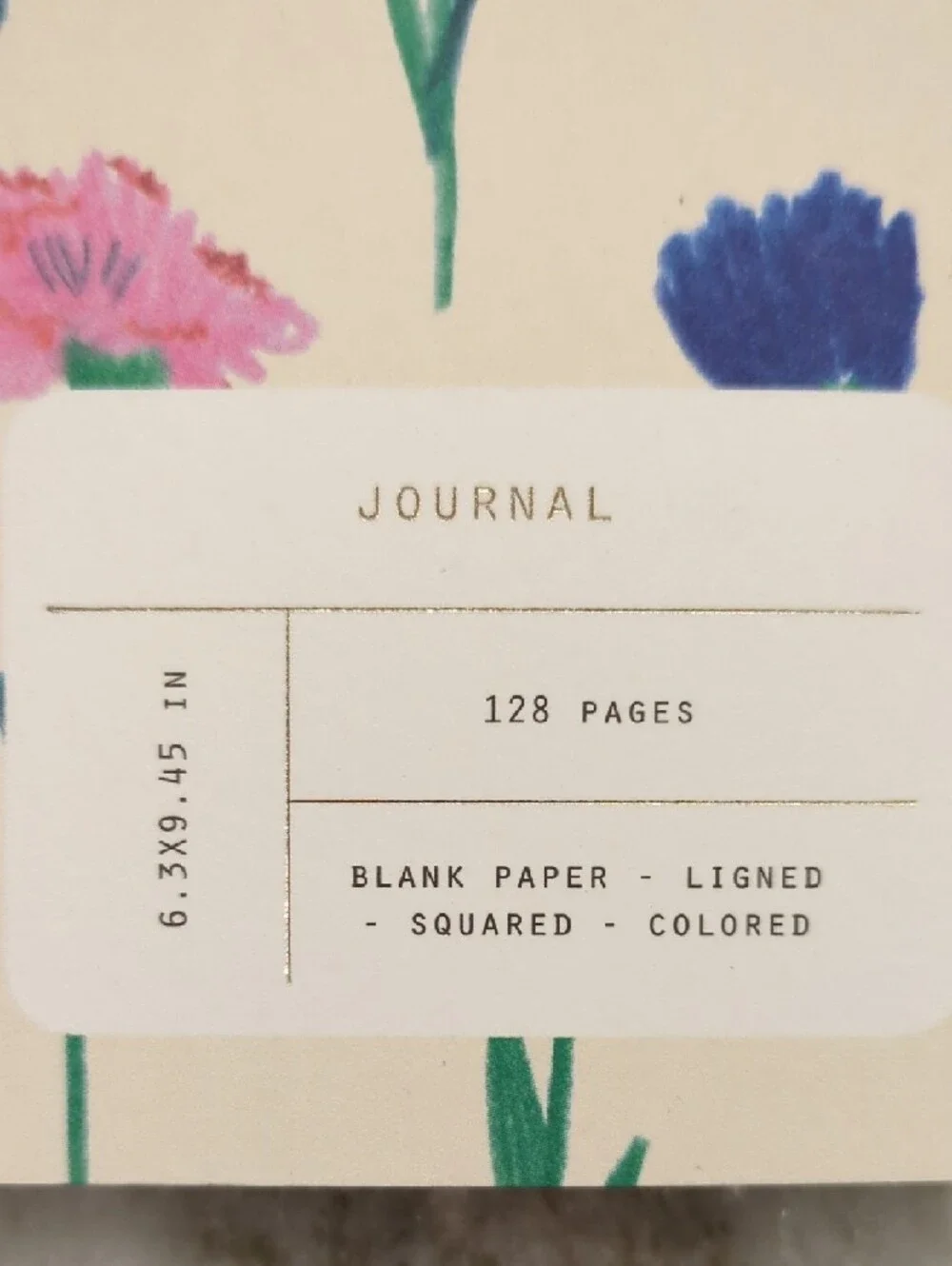 Floral Stem Journal - Cream Background with Multicolor Flowers